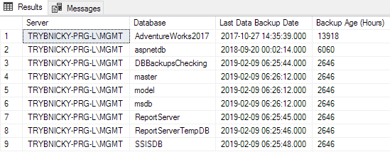 Results screen